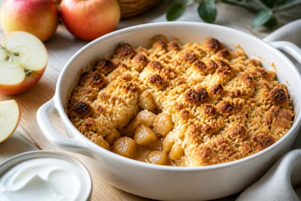 découvrez notre recette légère et gourmande de crumble aux pommes sans beurre, parfaite pour un dessert savoureux et sain.