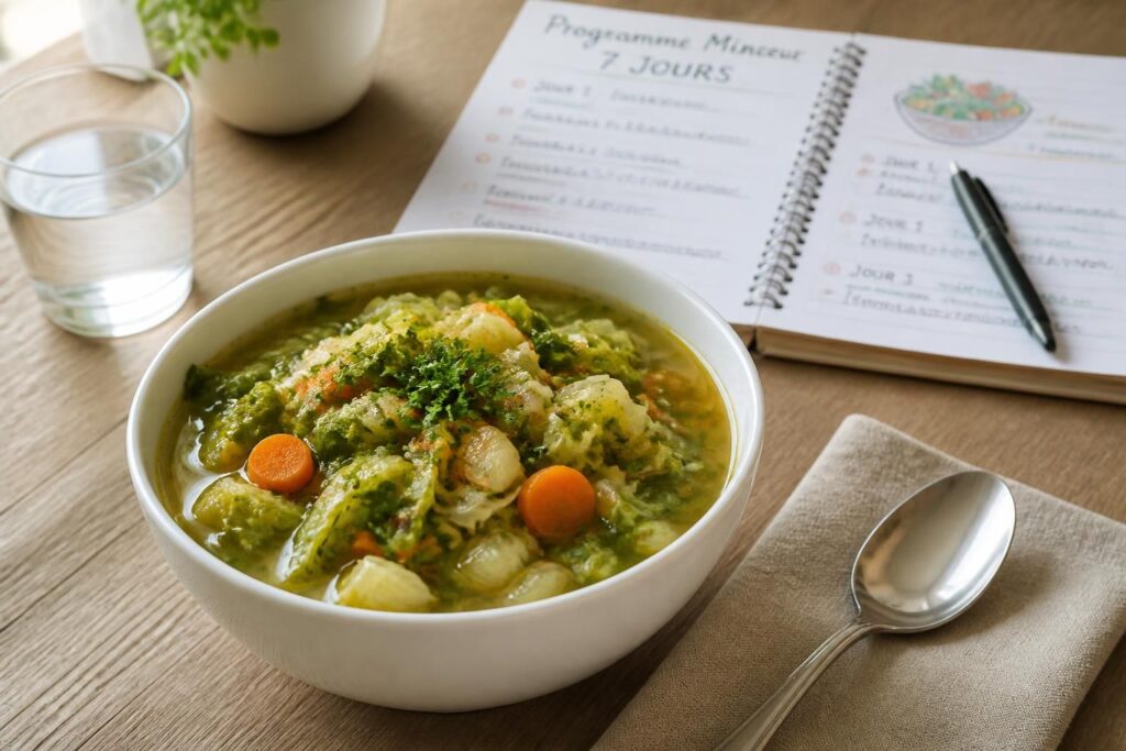 découvrez la recette de la soupe aux choux pour maigrir en 7 jours, accompagnée d'un programme simple et efficace pour retrouver la forme rapidement.