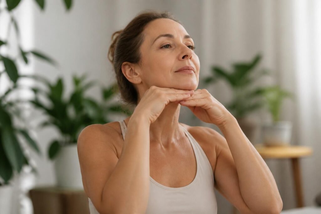 découvrez des exercices efficaces de yoga du visage pour réduire le double menton et renforcer l’élasticité de votre peau, pour un visage plus ferme et tonifié.